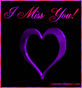 Click to get the codes for this image. This beautiful graphic shows an animated rotating 3D heart that changes color from red to pink to purple. The comment reads "I Miss You!"