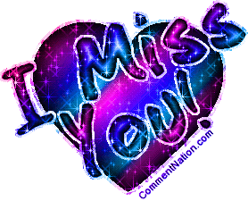 Click to get the codes for this image. Glitter graphic of a pink and purple heart with the comment: I Miss You!