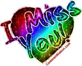 Click to get the codes for this image. Glitter graphic of a rainbow colored heart with the comment: I Miss You!