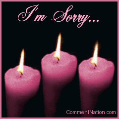 Click to get the codes for this image. This beautiful graphic shows three animated flames on pink candles. The comment reads "I'm Sorry!"