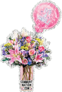 Click to get the codes for this image. Celebrate the arrival of your new baby girl with this glitter graphic of a boquet of flowers with a pink balloon. The comment reads "It's a Girl!"