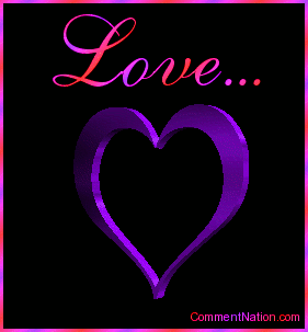 Click to get the codes for this image. This beautiful graphic shows an animated rotating 3D heart that changes color from red to pink to purple. The comment reads "Love"