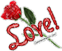 Click to get the codes for this image. This glitter graphic features a lovely long-stemmed red rose. The comment reads: Love!