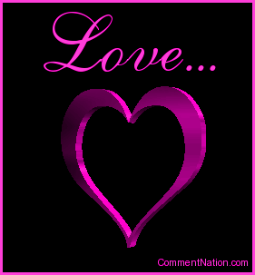 Click to get the codes for this image. This beautiful graphic shows a pink rotating 3D heart. The comment reads "Love"