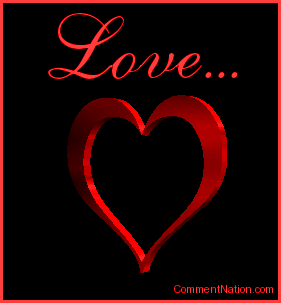 Click to get the codes for this image. This beautiful graphic shows a red rotating 3D heart. The comment reads "Love"