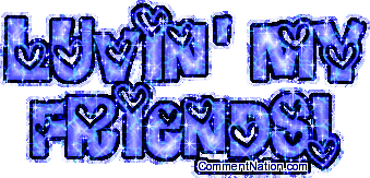 Click to get the codes for this image. Luvin My Friends Blue Hearts Glitter Text, Friendship Image Comment, Graphic or Meme for posting on FaceBook, Twitter or any blog!