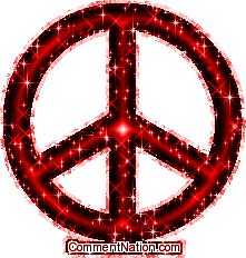 Click to get the codes for this image. This glitter graphic shows a beautiful red peace sign.