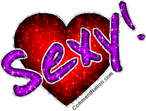 Click to get the codes for this image. Glitter graphic of a red heart with the comment: Sexy!