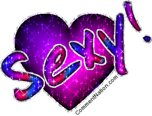 Click to get the codes for this image. Glitter graphic of a pink and purple heart with the comment: Sexy!