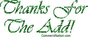Click to get the codes for this image. Thanks For The Add Green Glitter Text, Thanks for the Add Image Comment, Graphic or Meme for posting on FaceBook, Twitter or any blog!