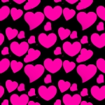 Hot Pink Hearts On Black Background Or Wallpaper Image | Free ...
