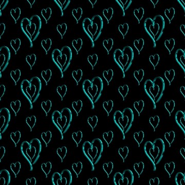 Metallic Aqua Hearts Wallpaper On Black Background Background Or